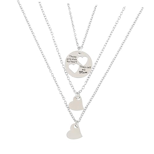 IMIKEYA Herzanhänger Halskette Set Mutter Junge Mädchen Hohl Muttertag Schmuck Damen Schlüsselanhänger Mädchen Clavicle Pendant von IMIKEYA
