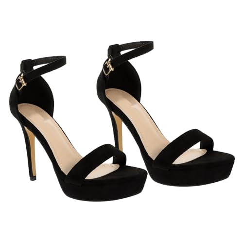 IMIKEYA High Heeled Sandalen Damen Schuhe Schwarz Absatz Riemchensandalen Modische Sommer Sandaletten mit Rutschfester Sohle und Komfortablem Innenfutter von IMIKEYA