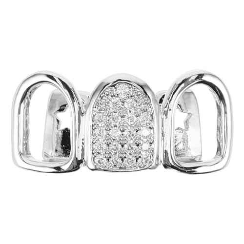 IMIKEYA Hip hop Zähne Grills aus Zirkonia und Kupfer Hohl Gestaltet Modische Bottom Teeth Caps für Männer und Frauen Vielseitiger Schmuck für Party Cosplay und Rapper style von IMIKEYA