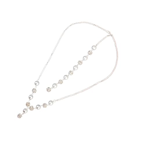 IMIKEYA Hochwertige Perlen Halskette für Damen Lange Anhänger Halskette für Bräute Modischer Schmuck für Hochzeiten und Besondere Anlässe Silber von IMIKEYA