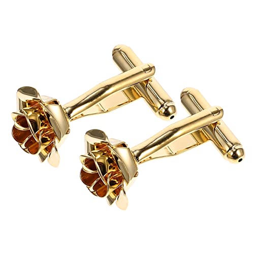 IMIKEYA Rose Manschettenknöpfe Goldene Blumenverschluss Legierung Hochzeitsaccessoire Herrenhemd Zubehör Dekorative Kleidung von IMIKEYA