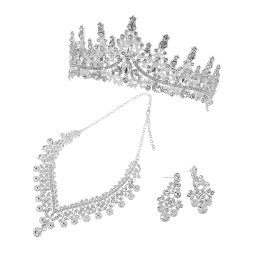 IMIKEYA Hochzeit Schmuckset für Damen mit Strasskronen Tiara Halskette Ohrringe Set aus Langlebiger Legierung für Braut Gala Ball Festliche Anlässe Elegant und Strahlend von IMIKEYA