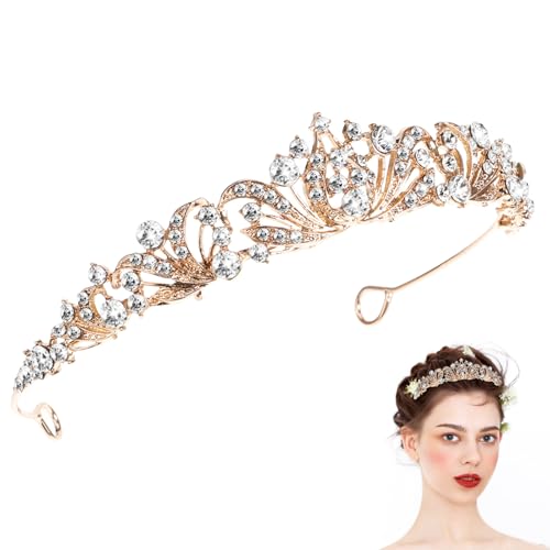 IMIKEYA Hochzeit Tiara Krone Für Bräute Gold Langlebige Strasskrone Aus Legierung Elegantes Haaraccessoire Für Damen Für Hochzeiten Und Besondere Anlässe von IMIKEYA