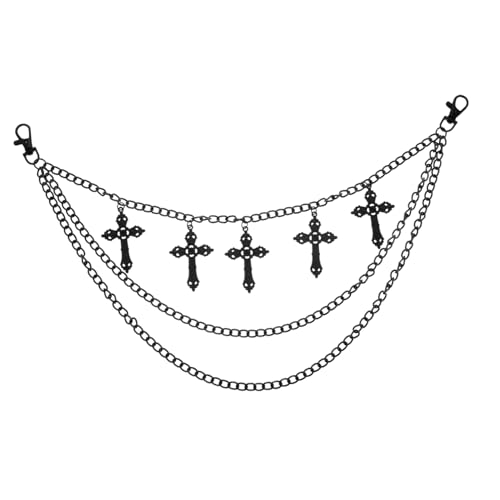 IMIKEYA Hohlkreuz Ketten Gürtel Punk Stil Mehrlagige Hip Hop Kette für Frauen und Männer Trendige Jeans Ketten mit Auffälligem Anhänger und Modischem Design von IMIKEYA