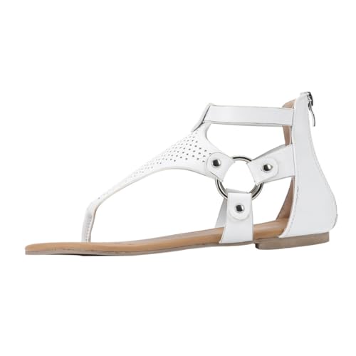 IMIKEYA Hohlraum-sandalen Mädchen Flache Sohlen Römisch Stil Sommer Schuhe Atmungsaktiv Leicht Alltagsschuh Weiß von IMIKEYA