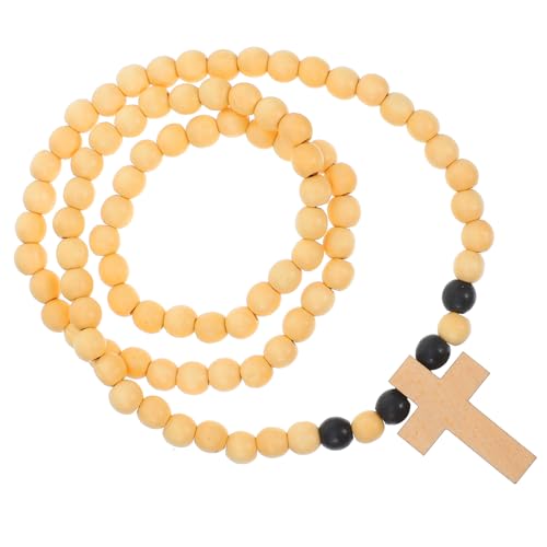IMIKEYA Holzkreuz Halskette Herren Damen Holzperlen Anhänger Leicht Robust Hip Hop Schmuck Accessoire IMIKEYA Holzkreuz Halskette Herren Damen Holzperlen Anhänger Leicht Robust Hip Hop Schmuck Accessoire von IMIKEYA