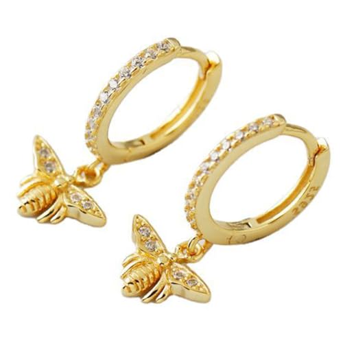 IMIKEYA Hoop Ohrringe Damen Bienenmotiv Mikrozirkonia Creolen Leicht Ohrschmuck Alltag Party Stilvolles Accessoire für Teenager Frauen von IMIKEYA