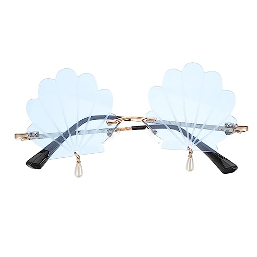 IMIKEYA Irreguläre Shell Design Sonnenbrille Damen Herren Leichtes Langlebiges Material Trendige Brille für Freizeit Festival Urlaub Straßenstil Blaue Unisex Sonnenbrille von IMIKEYA