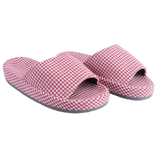 IMIKEYA Jahreszeiten Unisex Hausschuhe mit Dicker EVA Gummisohle Rutschfest Geräuscharm und Rot Weiß Kariert für Büro und Zuhause von IMIKEYA