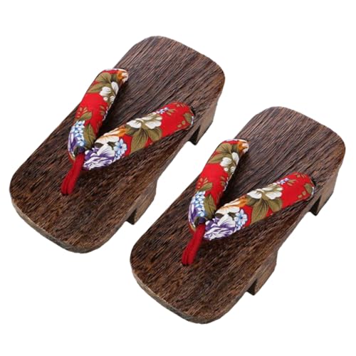 IMIKEYA Japanische Damen Holzclogs Hausschuhe aus Holz und Leicht Atmungsaktiv Angenehm Langlebig Modische Pantoletten für Freizeit Party und Alltag Eleganter Japanischer Stil von IMIKEYA