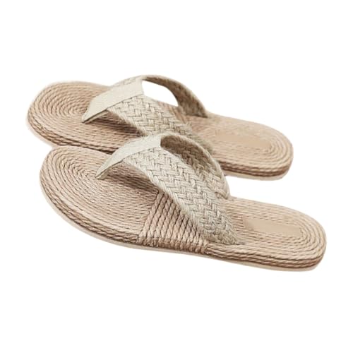 IMIKEYA Japanische Hausschuhe Herren Damen Sommerstil Rutschfeste Leichte Haushalts slipper mit Atmungsaktivem Geflochtenem Hanfseil Modische Indoor sandalen Angenehm und Langlebig von IMIKEYA