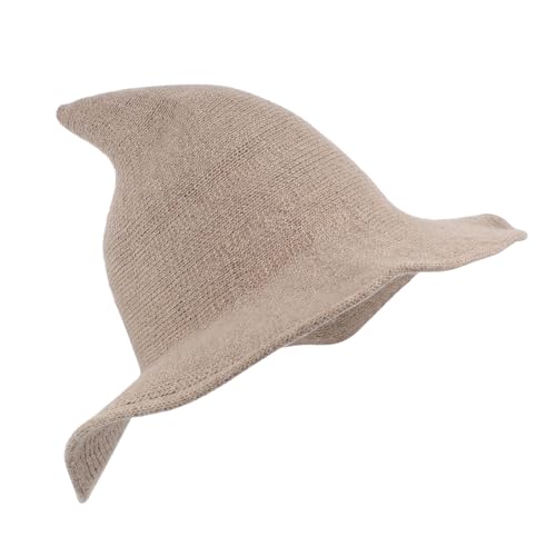 IMIKEYA Karneval Halloween Hexenhut Dickem Faltbarem Wollstoff Khaki Spitz Zulaufender für Damen Geeignet für Maskerade Kostümfeste Karneval und Outdoor Sonnenschutz von IMIKEYA