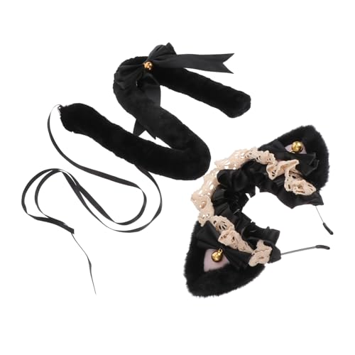 IMIKEYA Katze Kostümset Schwarzes Katzenohren Haarreif Plüschschwanz Für Perfektes Cosplay Accessoire Für Partys Und Karneval von IMIKEYA