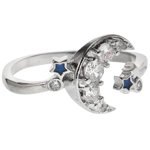 IMIKEYA Katzenring Verstellbar Mondform Einzigartiger Silberring für Damen als für Geburtstage Weihnachten oder Besondere Anlässe Inspiriert Liebe zur Katze von IMIKEYA