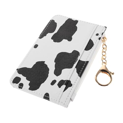 IMIKEYA Kleine Damen Geldbörse Kuhmuster PU Kartenetui mit Schlüsselanhänger Kompaktes Münzfach Langlebig und Modisch für Reisen und Alltag Praktisches Portemonnaie mit Reißverschluss von IMIKEYA
