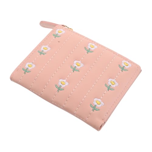 IMIKEYA Süßes Damen-Portemonnaie Mit Cartoon-Design Besticktes Portemonnaie Mit Blumenmuster Kartenhalter Mit Reißverschluss-münzfach Kleines Geldbörse Aus Pu Für Tägliche Nutzung von IMIKEYA