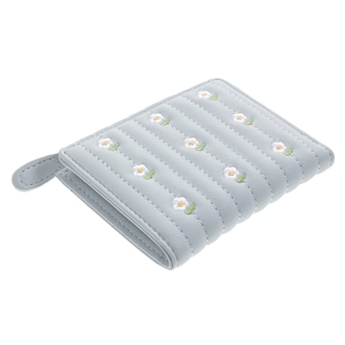 IMIKEYA Kleine Damen Geldbörse mit Reißverschluss PU Münzfach Kompakte Kartenhülle Tragbare Geldtasche mit Schlüsselanhänger für Münzen Scheine und Karten Blau von IMIKEYA