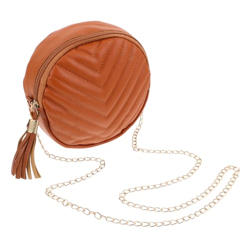 IMIKEYA Kleine Runde Damen Umhängetasche mit Fransen Strapazierfähige Verschleißfeste Crossbody Schultertasche für Alltag Reisen Shopping und Pendeln Vintage Stil in Dunkelbraun von IMIKEYA