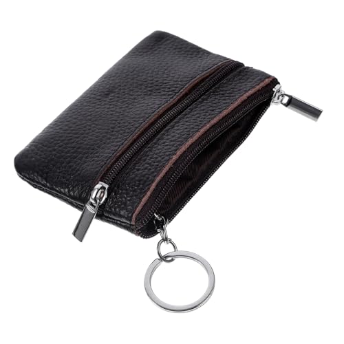 IMIKEYA Kleines Lederportemonnaie für Damen Mini Münzbeutel mit Schlüsselanhänger Brieftasche für Kleingeld und Accessoires Kompakt und Tragbar Hochwertigem Kaffee von IMIKEYA