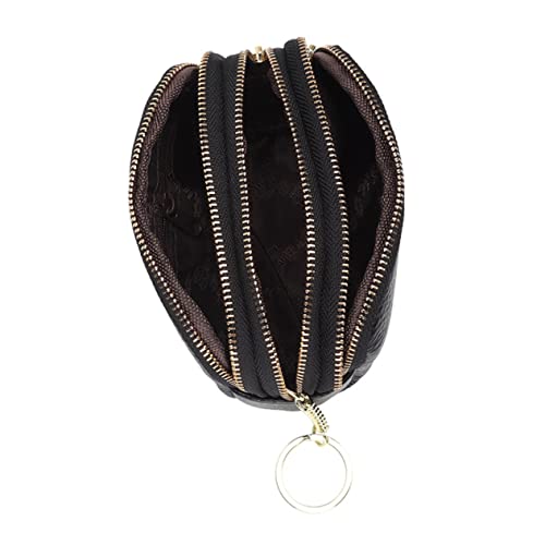IMIKEYA Kleinledergeldbörse mit Schlüsselring Hochwertiger Mini Organizer für Damen für Alltag Shopping und Reisen Vielseitige Strukturierte Kuhleder Geldbörse mit Mehreren Fächern von IMIKEYA