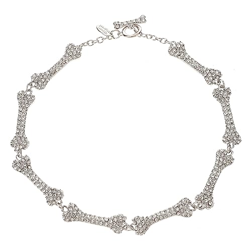IMIKEYA Kopfsteinpflaster Halskette mit Kristallen Knochenform Halloween Halskette für Mädchen Kropfband und Clavicle Kette für Besondere Anlässe von IMIKEYA