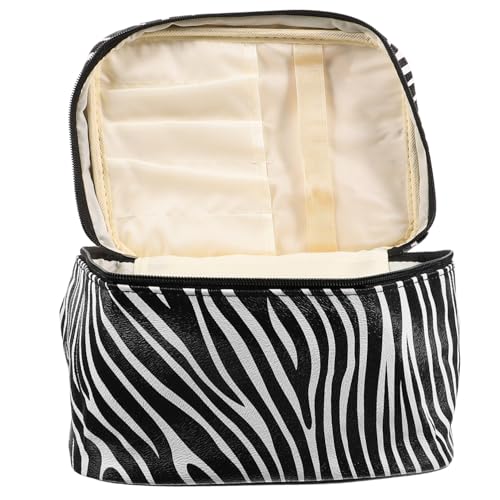 IMIKEYA Reise Make Up Tasche Kosmetiktasche für Damen Geräumig PU Leder Zebra Muster Hängende Kulturtasche für Reisen von IMIKEYA