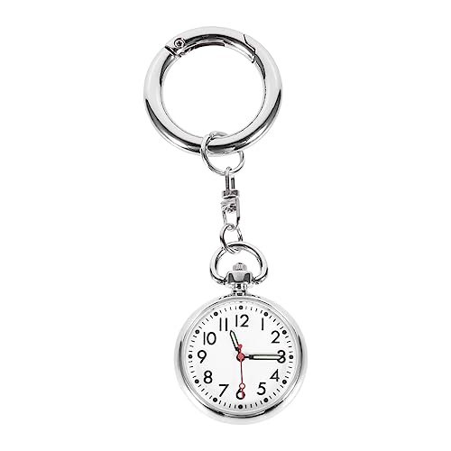 IMIKEYA Pflegeuhr Für Krankenschwestern Edelstahl Taschenuhr Mit Schlüsselanhänger Silberne Uhr Mit Leuchtenden Zeigern Abriebfestes Glaszifferblatt Praktisches Für Ärzte Und von IMIKEYA