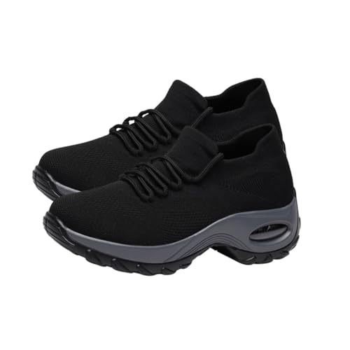 IMIKEYA Leichte Atmungsaktive Mesh Sneakers Damen mit Luftgepolsterter Dämpfung Modische Gewebte Freizeit Sportschuhe mit Gepolsterter Sohle für Bequemen Halt und Stilvolles Tragegefühl von IMIKEYA