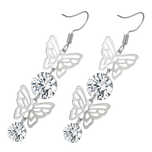 IMIKEYA Leichte Schmetterling Ohrringe mit Zirkonia Hohl Modisch Baumelnd für Damen zu Weihnachten und Valentinstag Komfortabel Vielseitig Kombinierbar Stilvoller Ohrschmuck von IMIKEYA