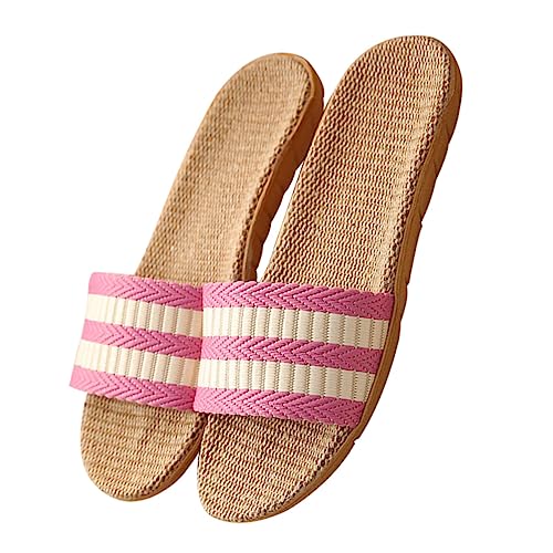 IMIKEYA Leichte Sommer Hausschuhe Rutschfest Atmungsaktiv Baumwolle Leinen Indoor Slipper für Damen und Herren Modische Bequeme Freizeitpantoffeln von IMIKEYA