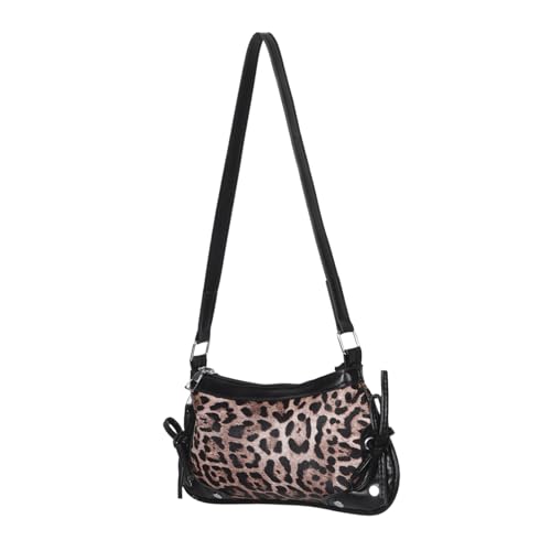 IMIKEYA Halbmondförmige Pu Leopardenmuster Schultertasche Damen Unterarmtasche Mit Schleifendetail Für Alltag Und Beruf von IMIKEYA