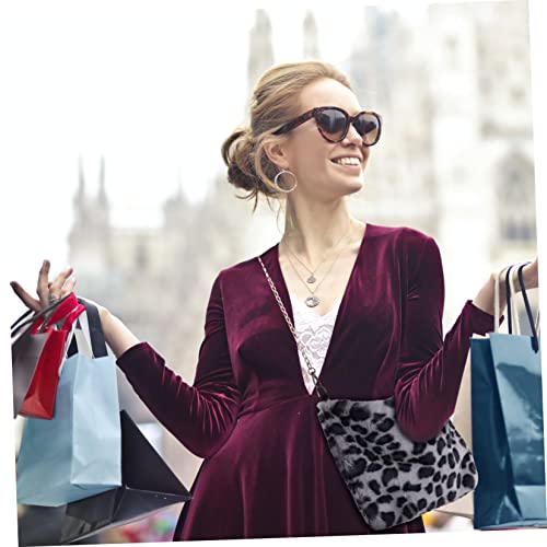 IMIKEYA Leopard umhängetasche Damen Plüsch Handtasche Schultertasche Modisch Langlebig Alltag Shopping Reisen Geschenk von IMIKEYA