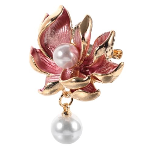 IMIKEYA Lotusblumen Brosche mit Imitationsperlen Chinesische Lotusblume Anstecknadel für Kleidung Vielseitiges Accessoire für Schals Kleider und Kragen von IMIKEYA