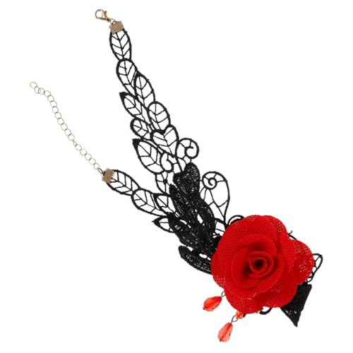 IMIKEYA Mehrlagiger Spitzen Choker mit Großer Rosenblume Stilvolles Wiederverwendbar Langlebig Passend zu Kleid und Shirt für Vielseitige Anlässe von IMIKEYA