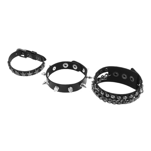 IMIKEYA Mehrschichtiges Punk Armband mit Nieten Verstellbares Rocker Lederarmband Robustes Gothic Spike Cuff für Männer und Frauen Vielseitiges Modeaccessoire für Festivals und Partys IMIKEYA Mehrschichtiges Punk Armband mit Nieten Verstellbares Rocker Lederarmband Robustes Gothic Spike Cuff für Männer und Frauen Vielseitiges Modeaccessoire für Festivals und Partys von IMIKEYA