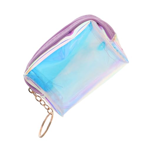 IMIKEYA Mini Holographische Geldbörse Damen Transparentes Portmonee mit Schlüsselanhänger Iridescent Münzfach Kleine Tasche für Schule und Alltag Langlebig und Kompakt von IMIKEYA