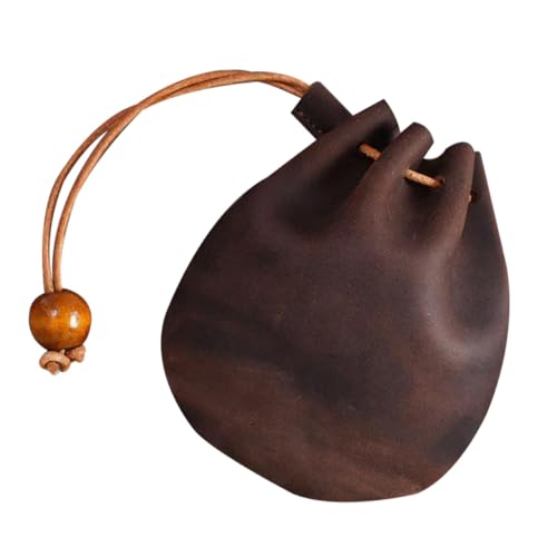 IMIKEYA Mini Münzbeutel Vintage Stil Kleingeldbörse Schlüsseletui Kaffee Braun Leichtes Schlankes Portemonnaie für Münzen Schlüssel Scheine Kompakt für Alltag Reisen Schule Shopping von IMIKEYA