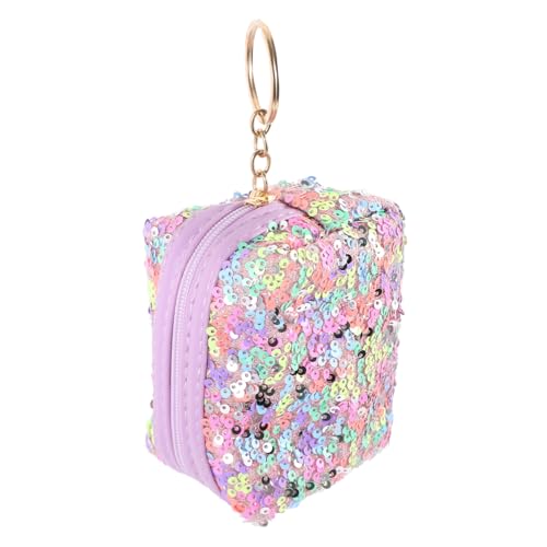 IMIKEYA Mini Münzbeutel mit Schlüsselanhänger Bunter Pailletten Geldbörse Damen Kompakt und Tragbar Kleines Portemonnaie für Wechselgeld Vielseitig für Alltag Geeignet von IMIKEYA