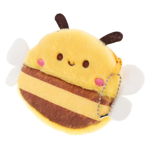 IMIKEYA Niedliche Plüsch Bienen Geldbörse Kleiner Münztasche für Kinder Kawaii Schlüsselanhänger Multifunktionale Plüsch Aufbewahrung für Münzen Kopfhörer und Lippenstift von IMIKEYA