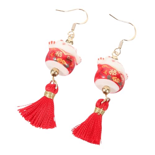 IMIKEYA Mode Ohrringe Damen Keramik Glückskatze Ohrhänger Dangle Schmuck Festival Charm von IMIKEYA