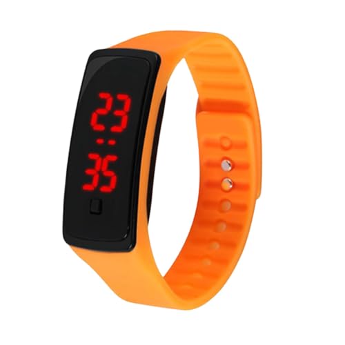 IMIKEYA Led Digitale Kinderuhr Silikon Armbanduhr Unisex Für Jungen Und Mädchen Verstellbares Band Leicht Ablesbare Datumsanzeige Orange von IMIKEYA