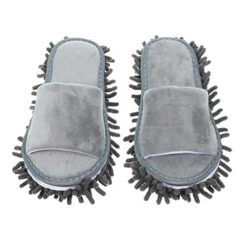 IMIKEYA Mopp hausschuhe aus Chenille mit Rutschfester Sohle Offene Zehen Wiederverwendbare Bodenreinigungsschuhe für Damen und Herren Bequeme Putzpantoffeln Passend von IMIKEYA