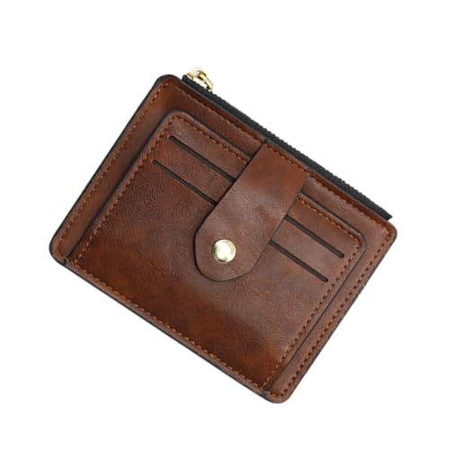 IMIKEYA Multifunktionale Damen Geldbörse PU mit Reißverschluss und Schnallenverschluss Kartenetui für Frauen für Büro Partys und Alltag Braun von IMIKEYA