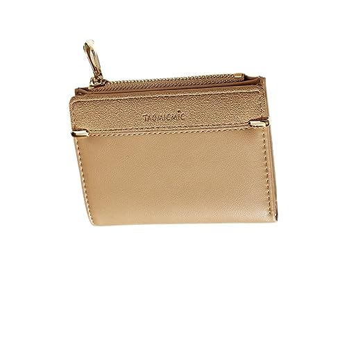IMIKEYA Multifunktionale Damen Geldbörse mit Reißverschluss Kurz und Klein für Münzen Karten und Bargeld Elegantes Design Milchtee Farbe Tragbare Tasche für Alltag von IMIKEYA