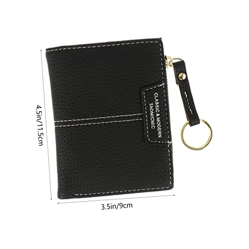 IMIKEYA Multifunktionale Damen Geldbörse mit Schlüsselanhänger Kompakte Karten und Münzgeldbörse Praktischer Schlüssel Etui Tragbares Portemonnaie für Alltag Arbeit und Shopping Schwarzes von IMIKEYA