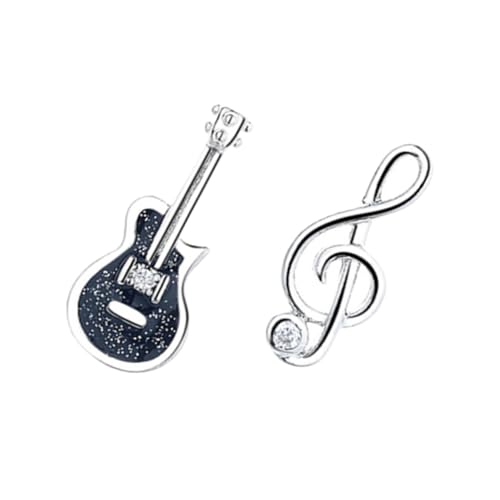 IMIKEYA Musiknoten Ohrstecker Damen Ohrringe aus Hautfreundlichem Material Asymmetrische Gitarren Design Modischer Schmuck für Frauen und Mädchen für Alltag Party und von IMIKEYA