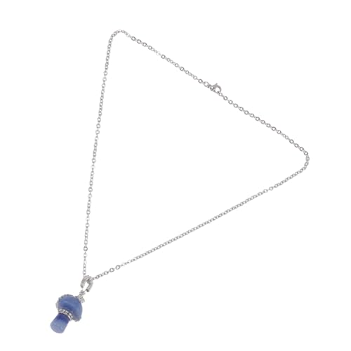 IMIKEYA Natürliche Pilz Anhänger Halskette Handgewickelt mit Blauem Ostrolith Silberfarbene Legierungskette Eleganter Schmuck für Mädchen Geschenkidee zu Geburtstag und Valentinstag von IMIKEYA