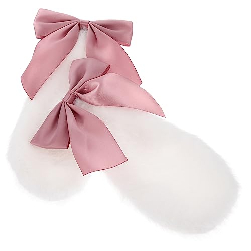 IMIKEYA Niedliche Lolita Hasenohren Haarclips für Mädchen Plüsch Kaninchen Ohr Haarnadeln Weiche Kostüm Tierverspielte Haarschmuck für Karneval Halloween Party und Alltagsmode von IMIKEYA