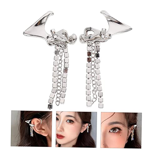 IMIKEYA Non Piercing Tassel Ohrclips Damen Ohrschmuck Metall Ohrenklemme Funkelnd Ohrklemme für Frauen Mädchen Modisch Glänzend von IMIKEYA