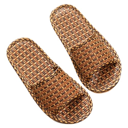 IMIKEYA Nordische Hausschuhe aus Geflochtenem Rattan Gras Leichte Atmungsaktive Sommerschuhe für Damen und Herren Offene Indoor Slipper Geräuscharm Angenehm für Zuhause und Freizeit von IMIKEYA